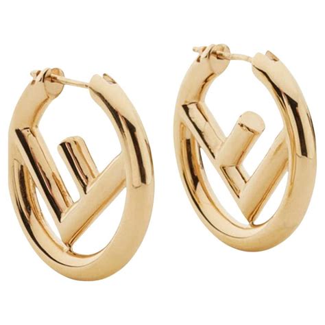 fendi f gold hoops|fendi hoop earring.